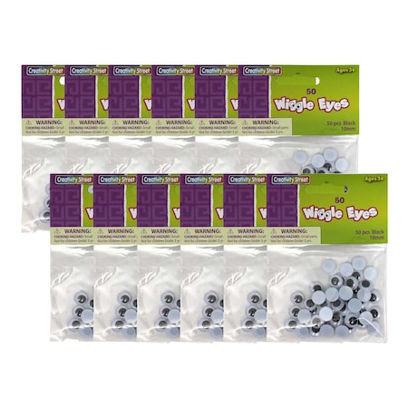 Creativity Street Wiggle Eyes, 10mm, Black, PK600 PAC3441-02